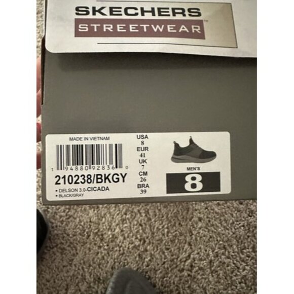 Skechers Shoes Mens 8 Black Delson 3.0 Cicada Casual Slip on Sneakers 210238 - Picture 13 of 13